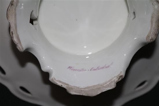 A rare pair of George Grainger & Co. Worcester topographical low footed dessert dishes, c.1846, width 27cm